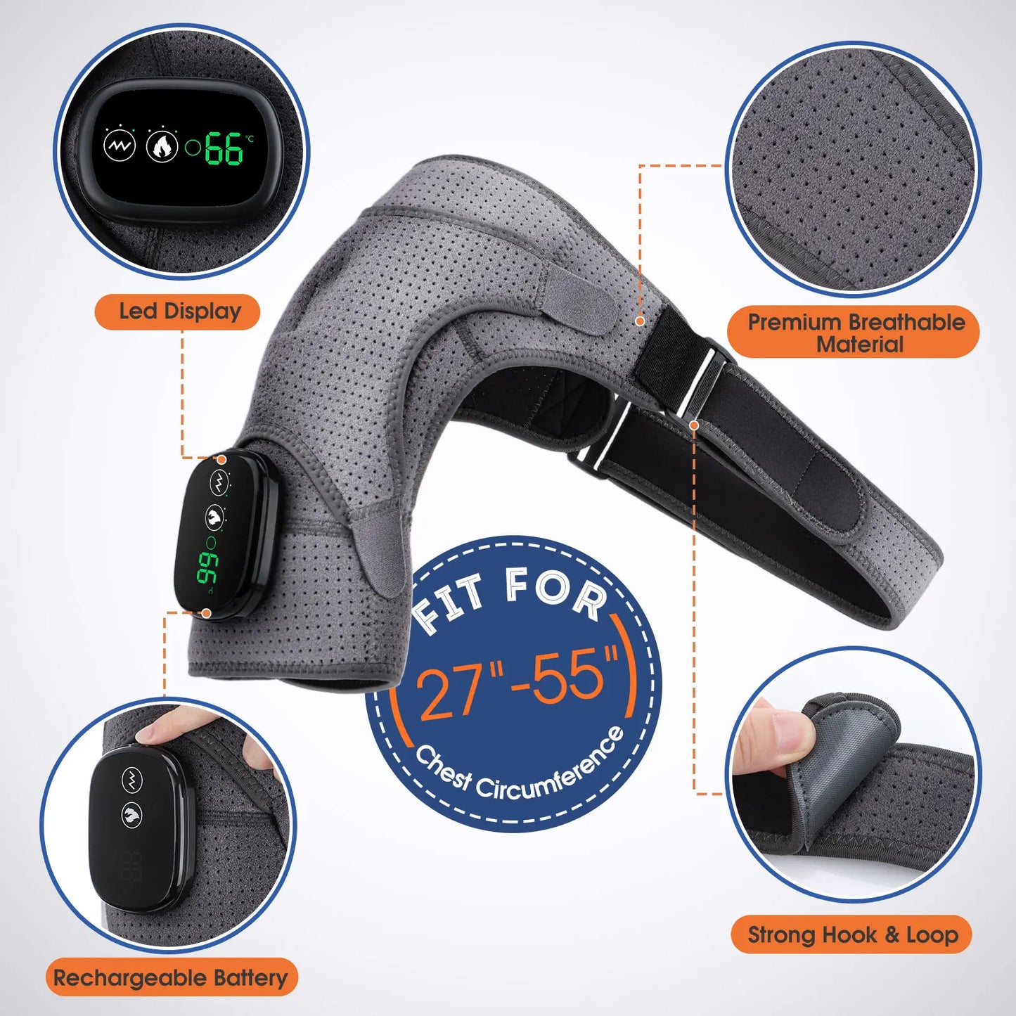 Electric Shoulder /Knee Massager Heating Pad Vibration Massage Support Belt Shoulder /Knee Thermal Brace
