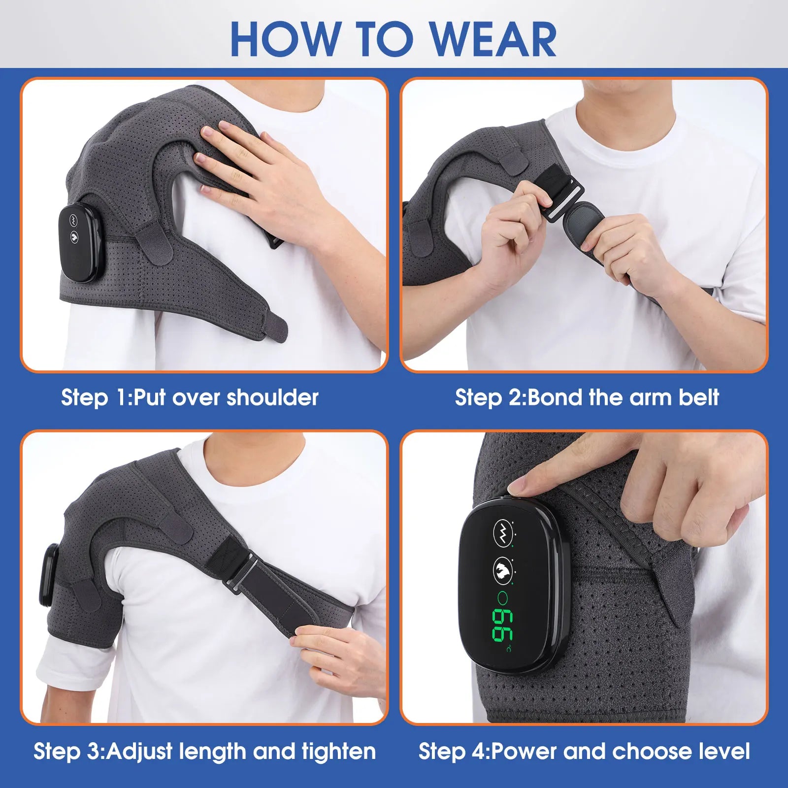 Electric Shoulder /Knee Massager Heating Pad Vibration Massage Support Belt Shoulder /Knee Thermal Brace