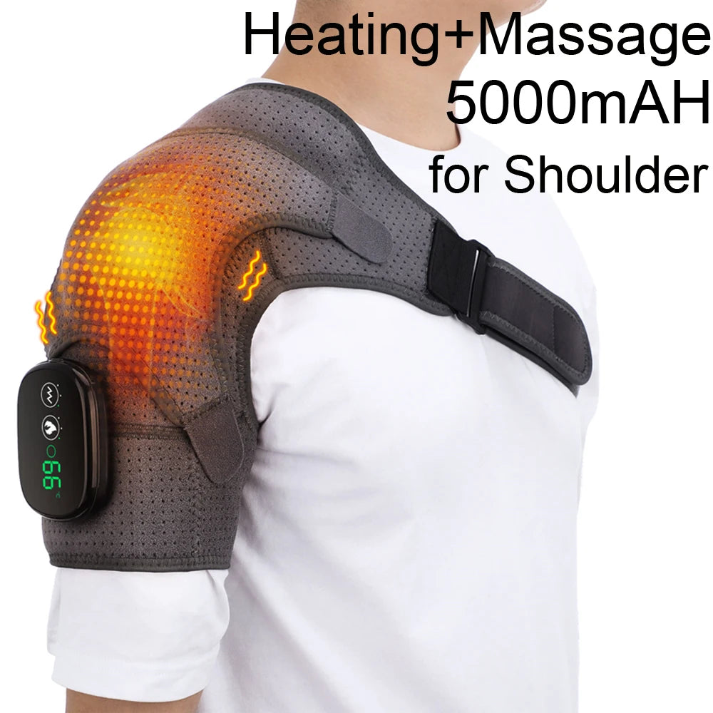 Electric Shoulder /Knee Massager Heating Pad Vibration Massage Support Belt Shoulder /Knee Thermal Brace