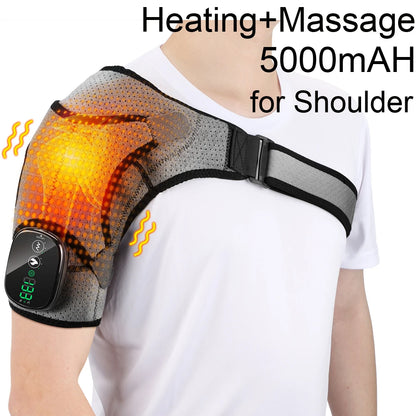 Electric Shoulder /Knee Massager Heating Pad Vibration Massage Support Belt Shoulder /Knee Thermal Brace