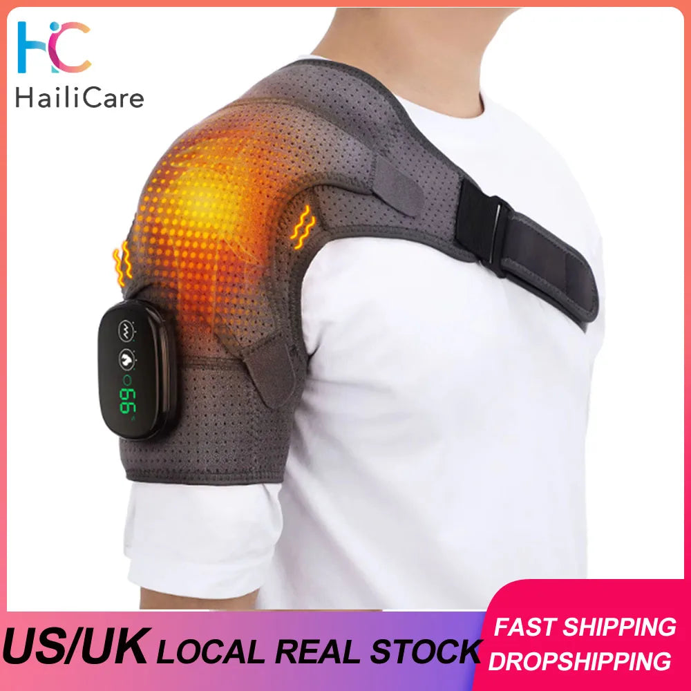 Electric Shoulder /Knee Massager Heating Pad Vibration Massage Support Belt Shoulder /Knee Thermal Brace