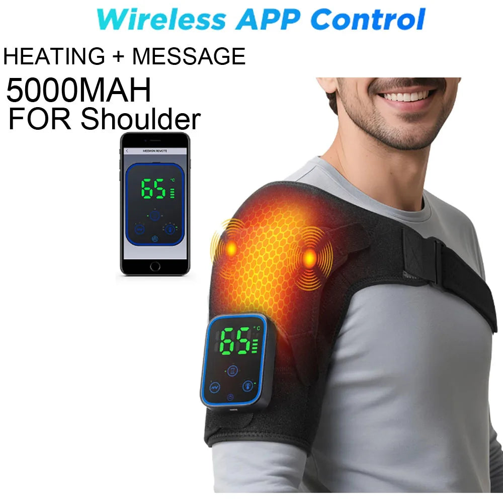 Electric Shoulder /Knee Massager Heating Pad Vibration Massage Support Belt Shoulder /Knee Thermal Brace