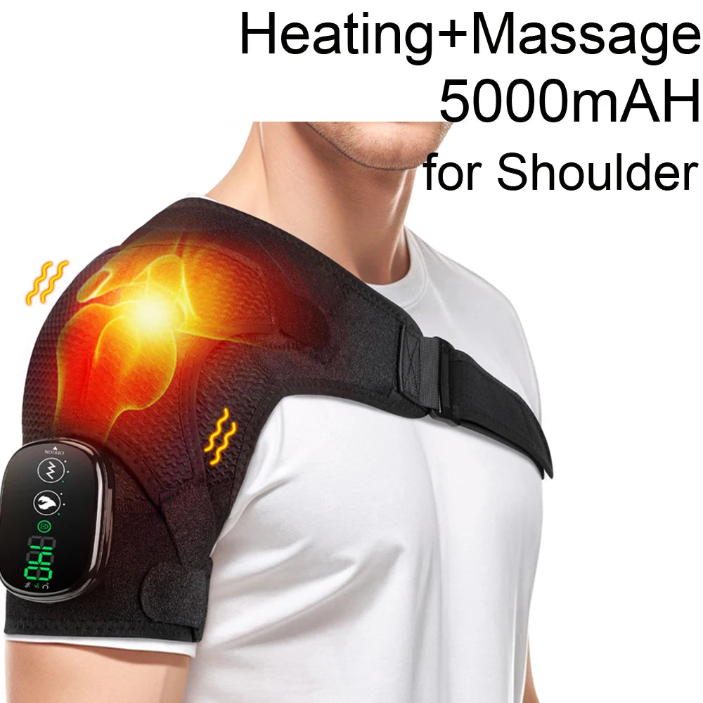Electric Shoulder /Knee Massager Heating Pad Vibration Massage Support Belt Shoulder /Knee Thermal Brace