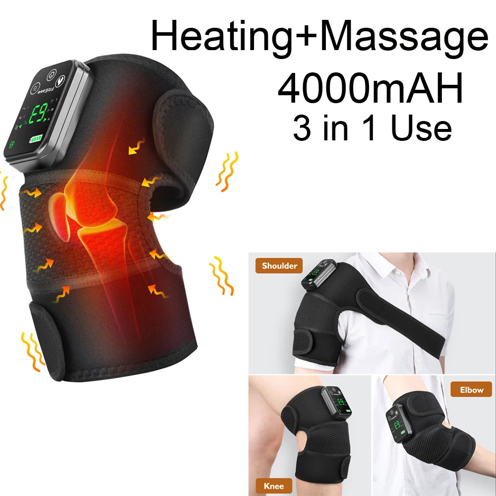 Electric Shoulder /Knee Massager Heating Pad Vibration Massage Support Belt Shoulder /Knee Thermal Brace